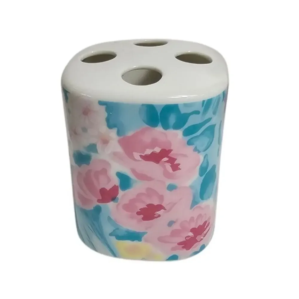 Vintage Mervyns Watercolor Floral Toothbrush Holder 90s